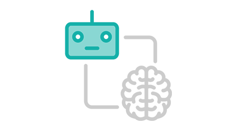 Customized AI Solutions Icon blue Robot white brain